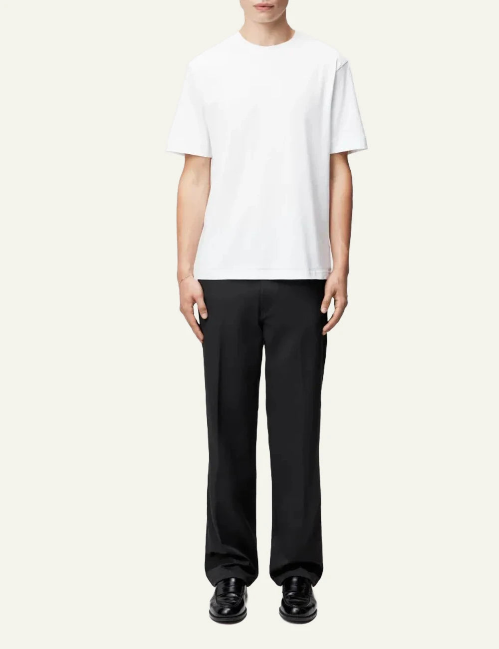 Men's Drykorn Raphael white cotton crew neck regular fit T-shirt full body