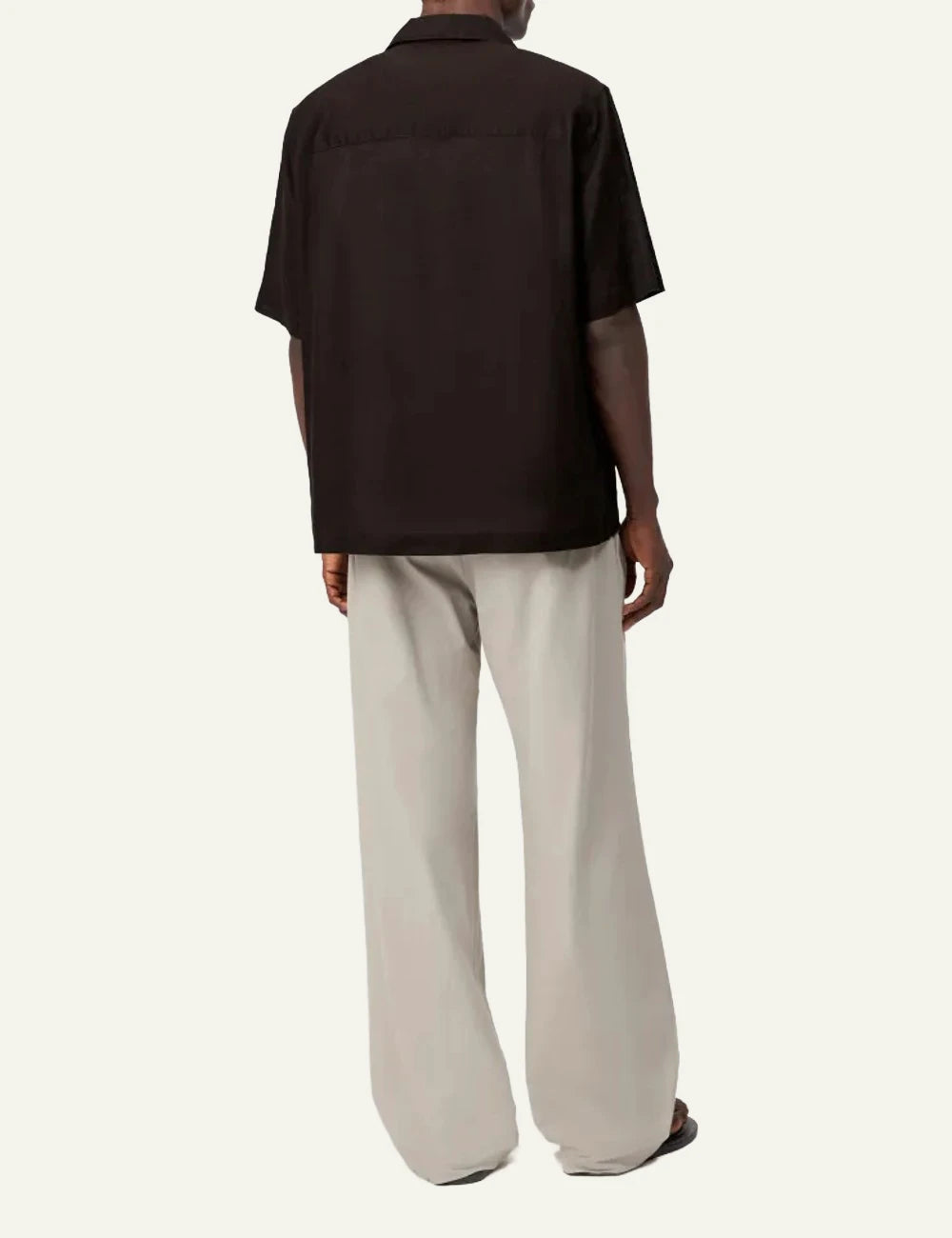 Drykorn MERYN shirt brown short sleeve linen blend Kent collar front back view
