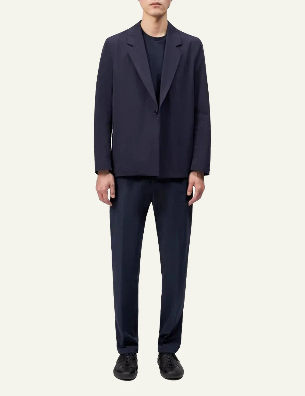 Drykorn NOLEN blazer navy relaxed fit single button front full body view