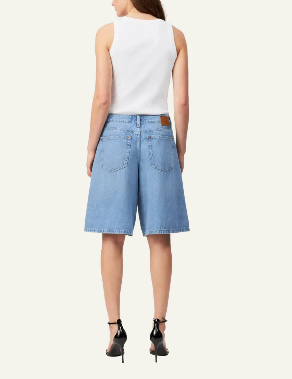 Drykorn NONE bermuda shorts light blue denim relaxed fit mid waist back view