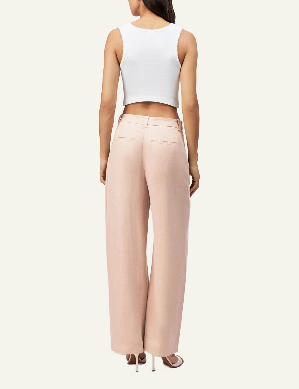 Drykorn UNPACK trousers beige tencel linen pleated O-shape mid waist back view