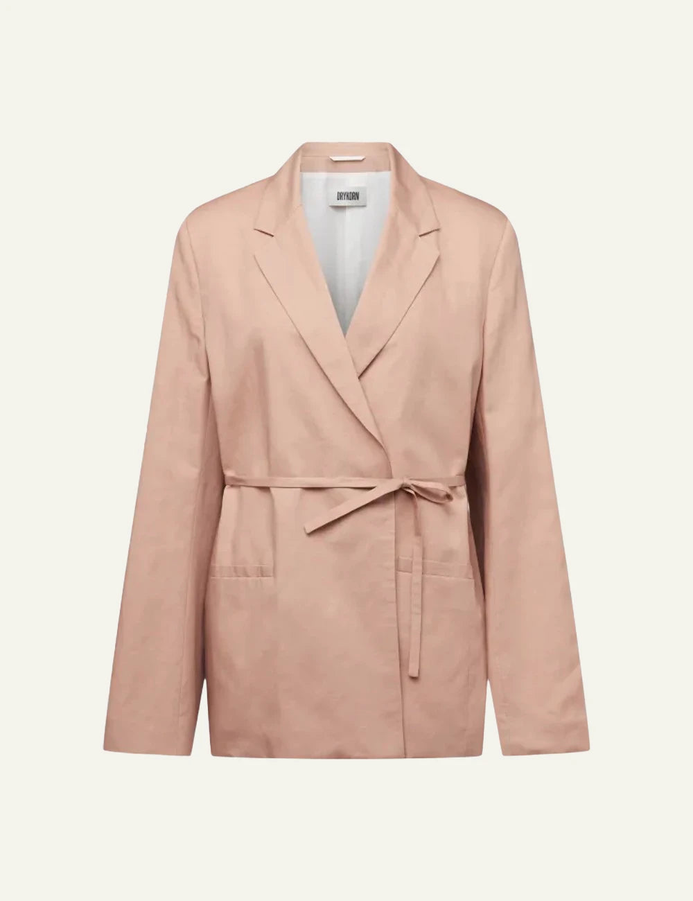 Drykorn Wincham blazer beige oversized tie waist front flat view