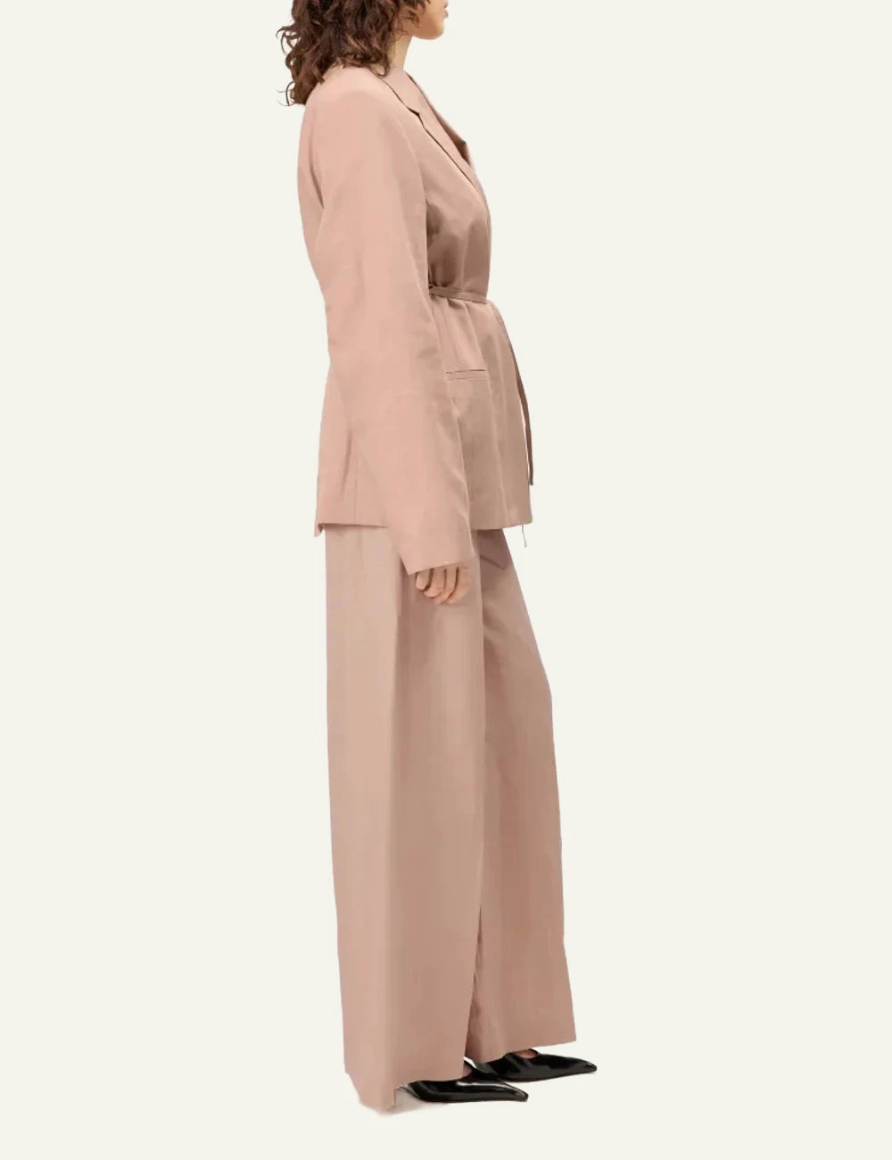 Drykorn Wincham blazer beige oversized tie waist side detail view