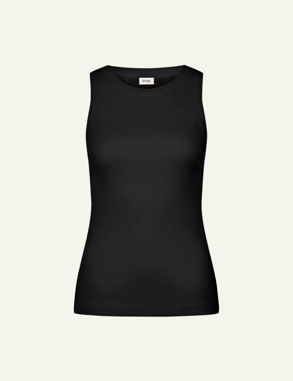 Women's DRYKORN black slim fit ribbed cotton tank top with round neck