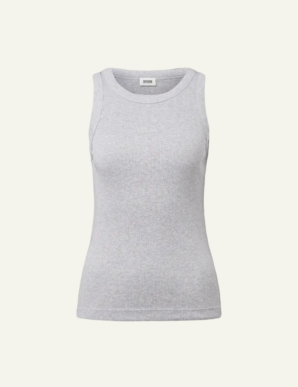 Women's DRYKORN grey melange fitted cotton jersey tank top with round neck