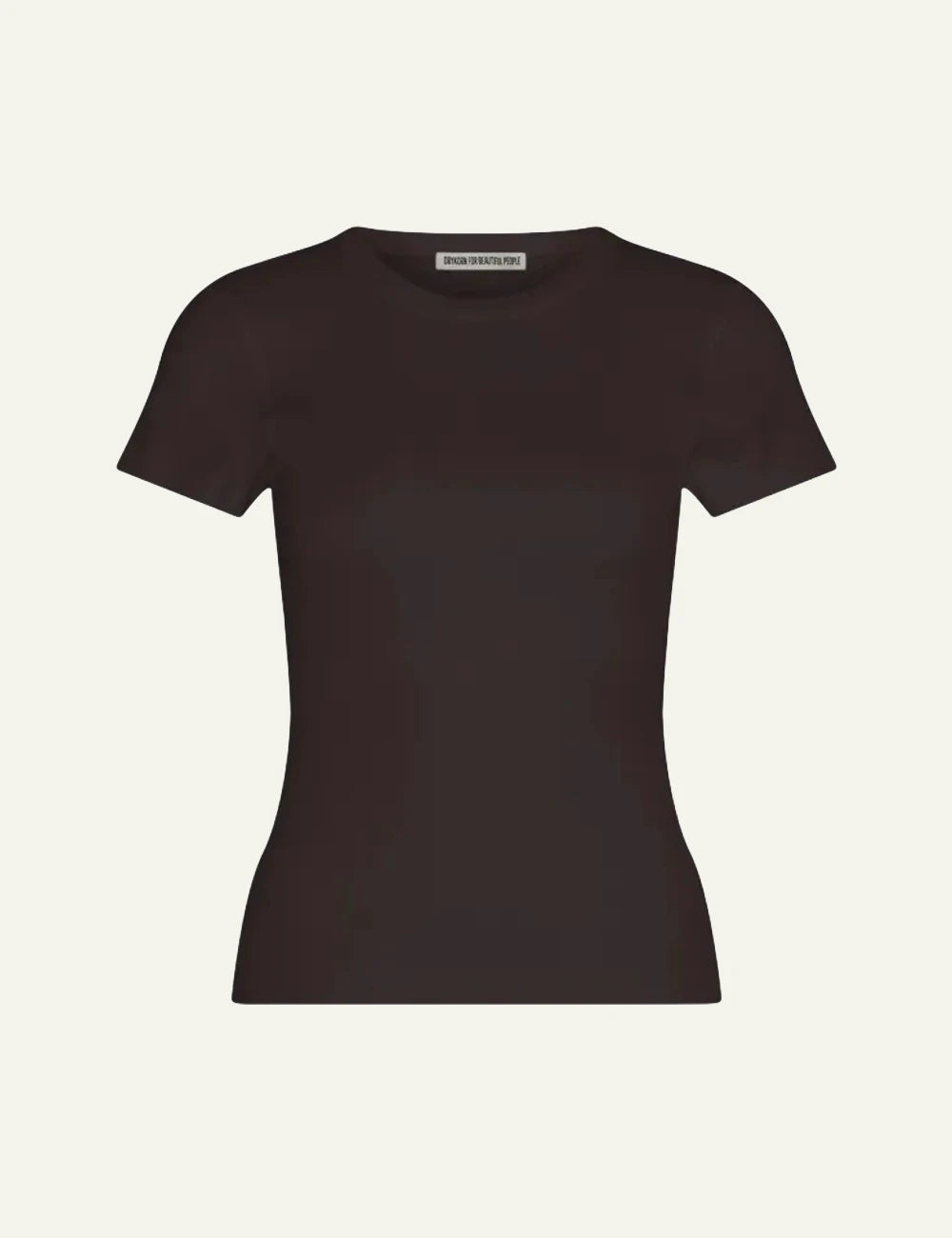 Women's DRYKORN Koale dark brown slim-fit cotton ribbed T-shirt with crew neck