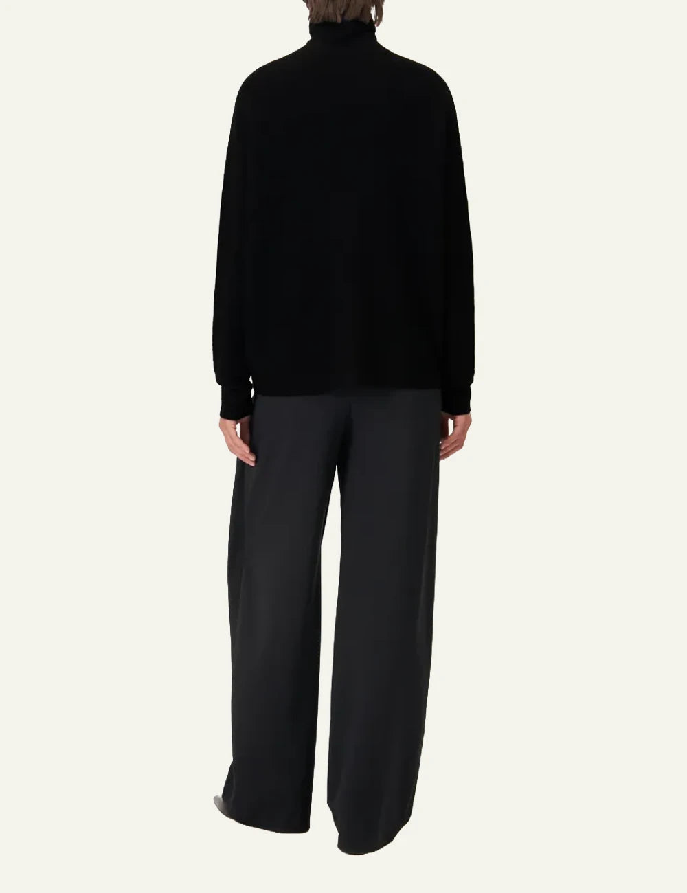 Women's DRYKORN Liora oversized merino wool turtleneck sweater in black back