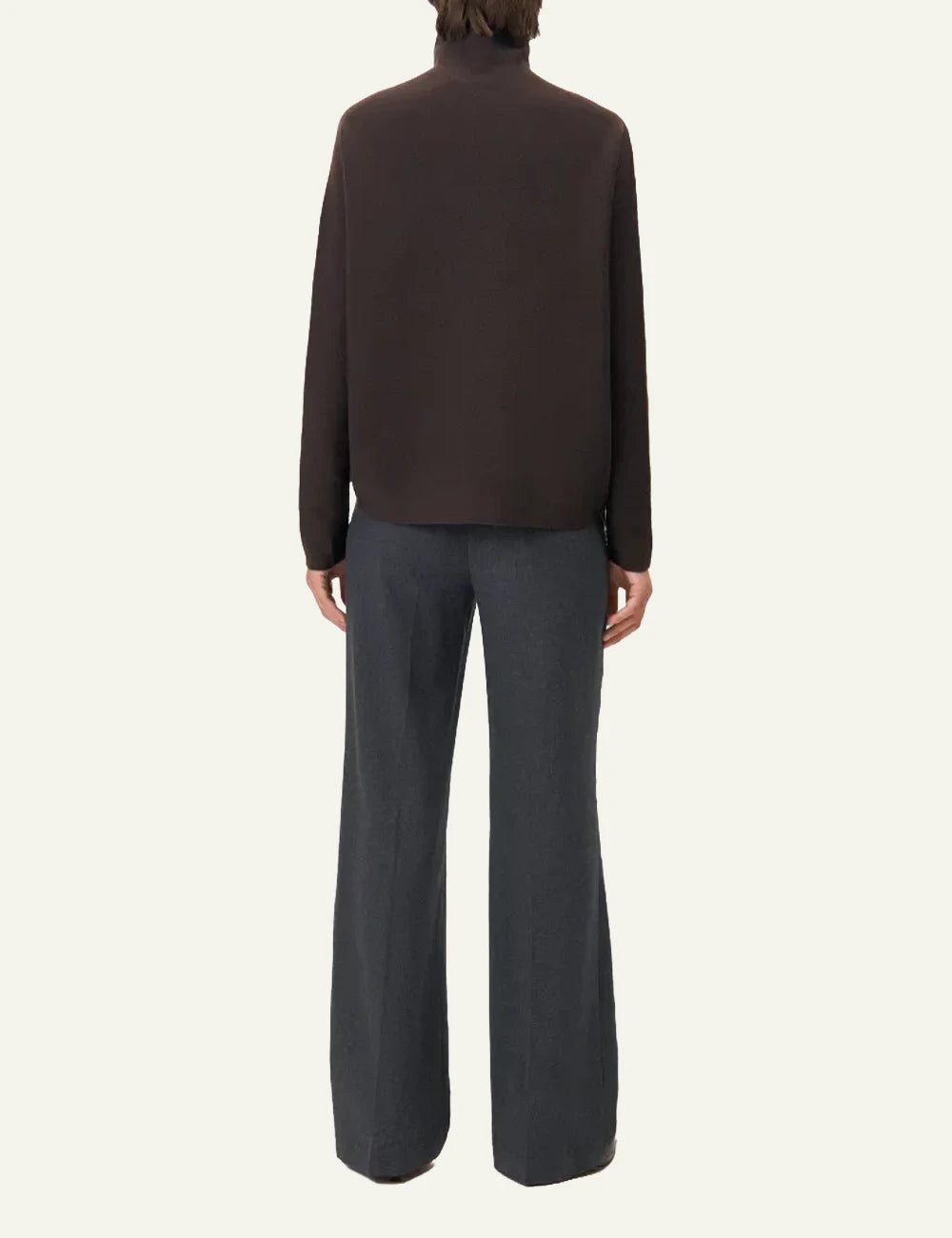 Women's DRYKORN Liora oversized merino wool turtleneck sweater in dark brown back