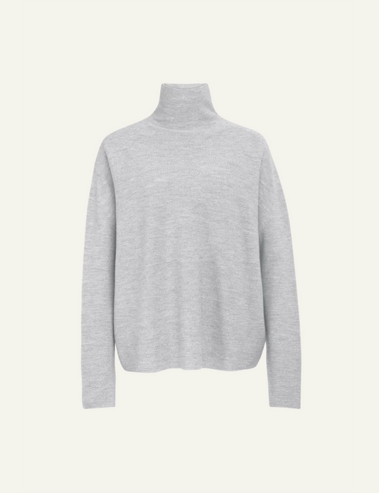 Women's DRYKORN Liora oversized merino wool turtleneck sweater in light grey