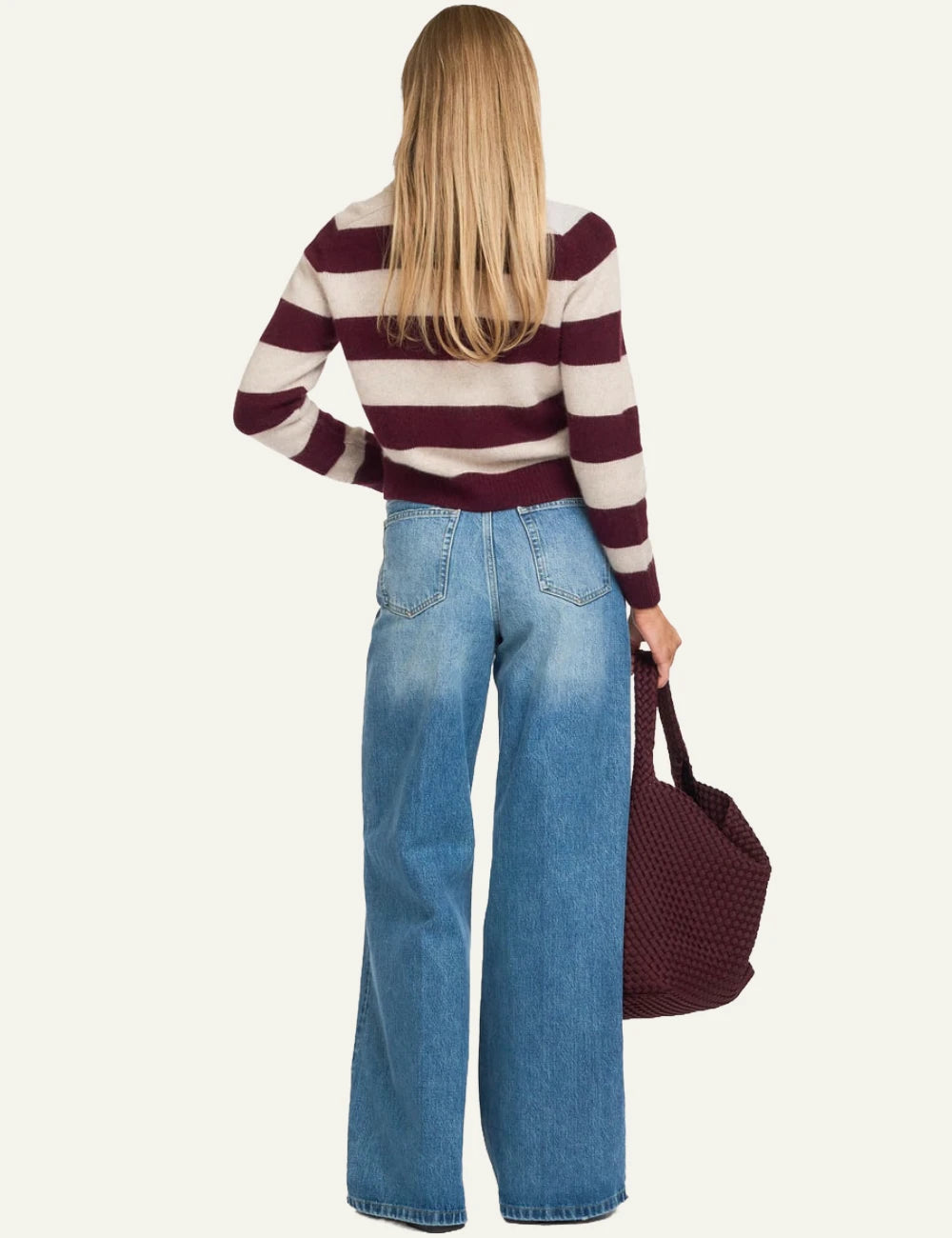 Women's DRYKORN Sear high-waist wide-leg jeans in blue denim back
