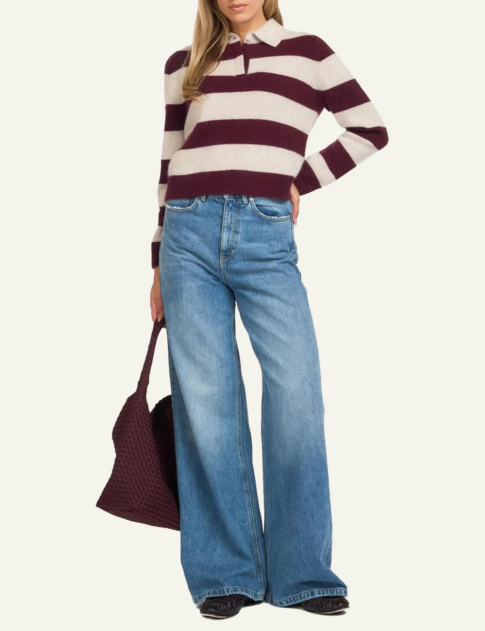 Women's DRYKORN Sear high-waist wide-leg jeans in blue denim full body