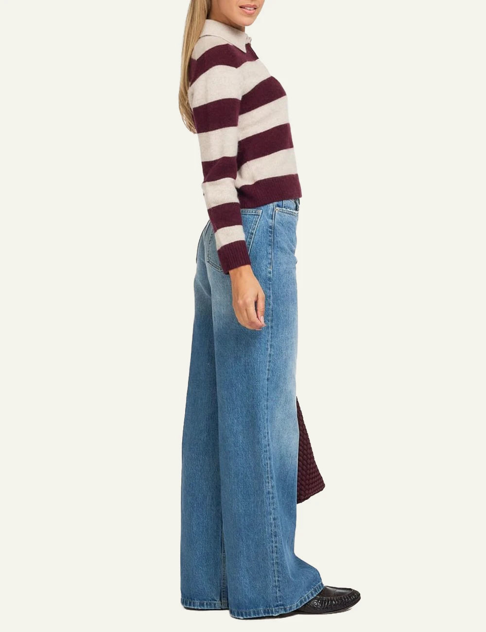 Women's DRYKORN Sear high-waist wide-leg jeans in blue denim side