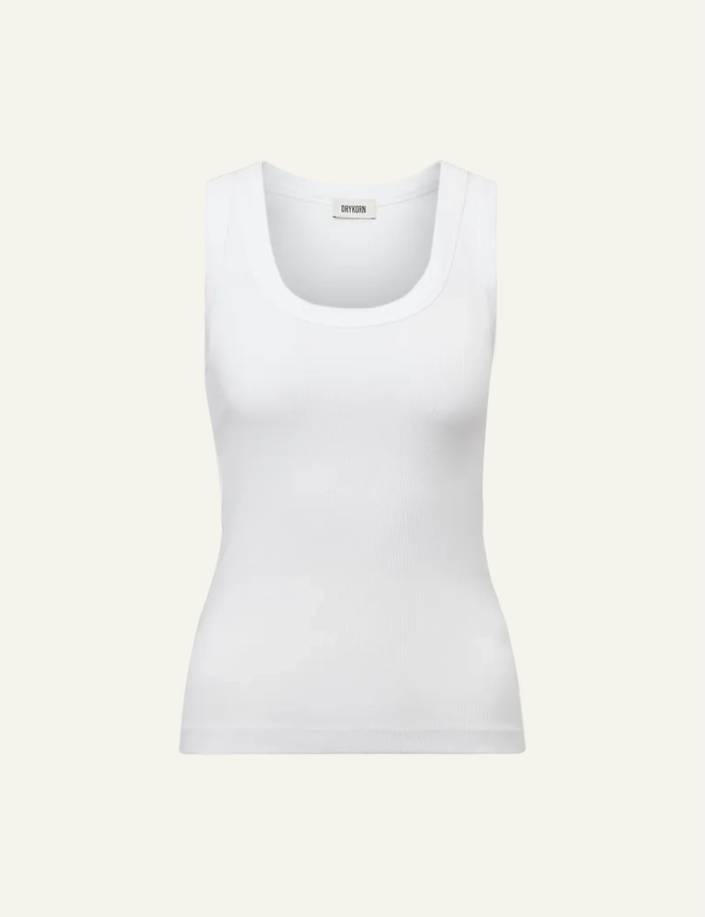 Women's DRYKORN white ribbed cotton tank top with scoop neck and slim fit