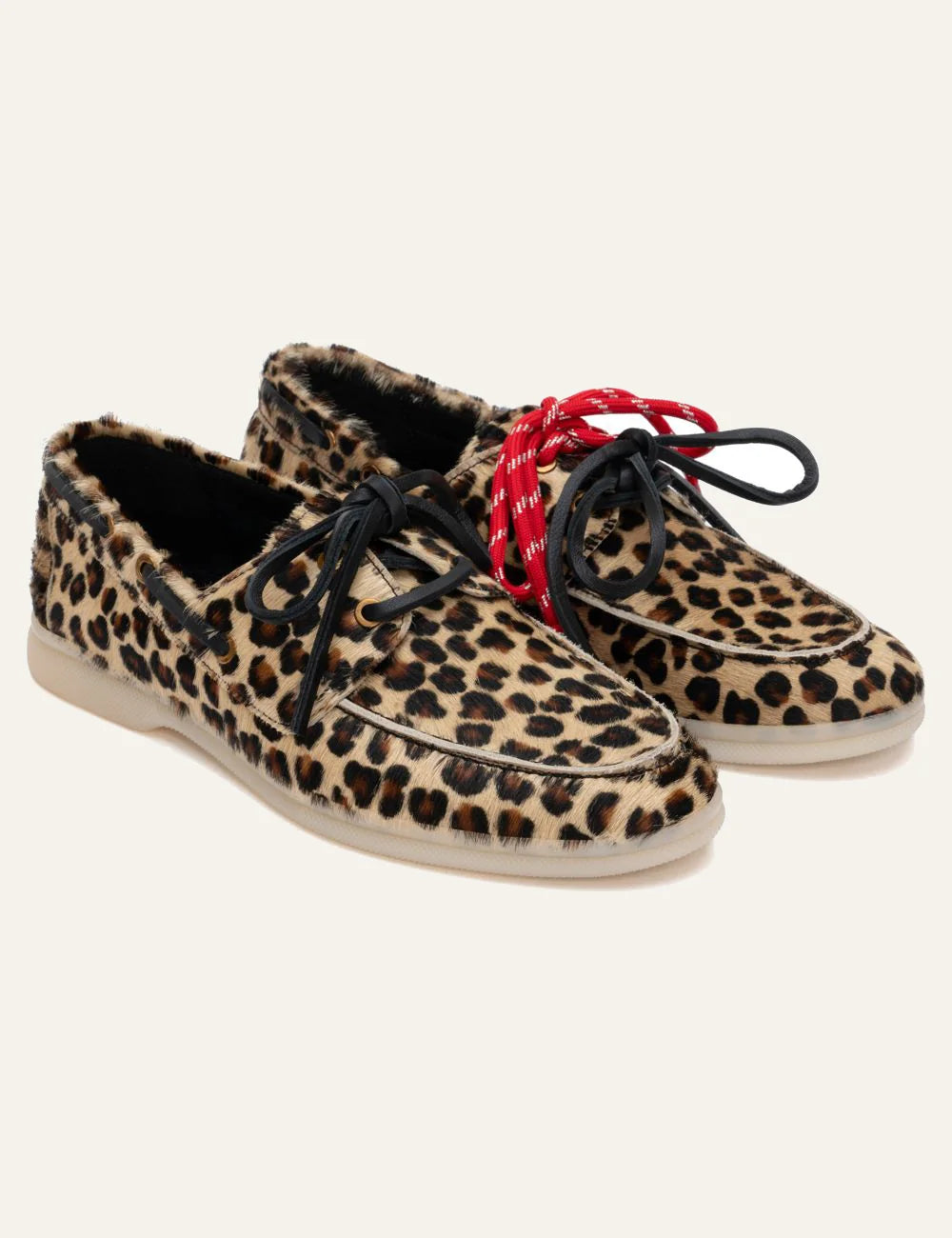 E509 leopard print loafers angled view