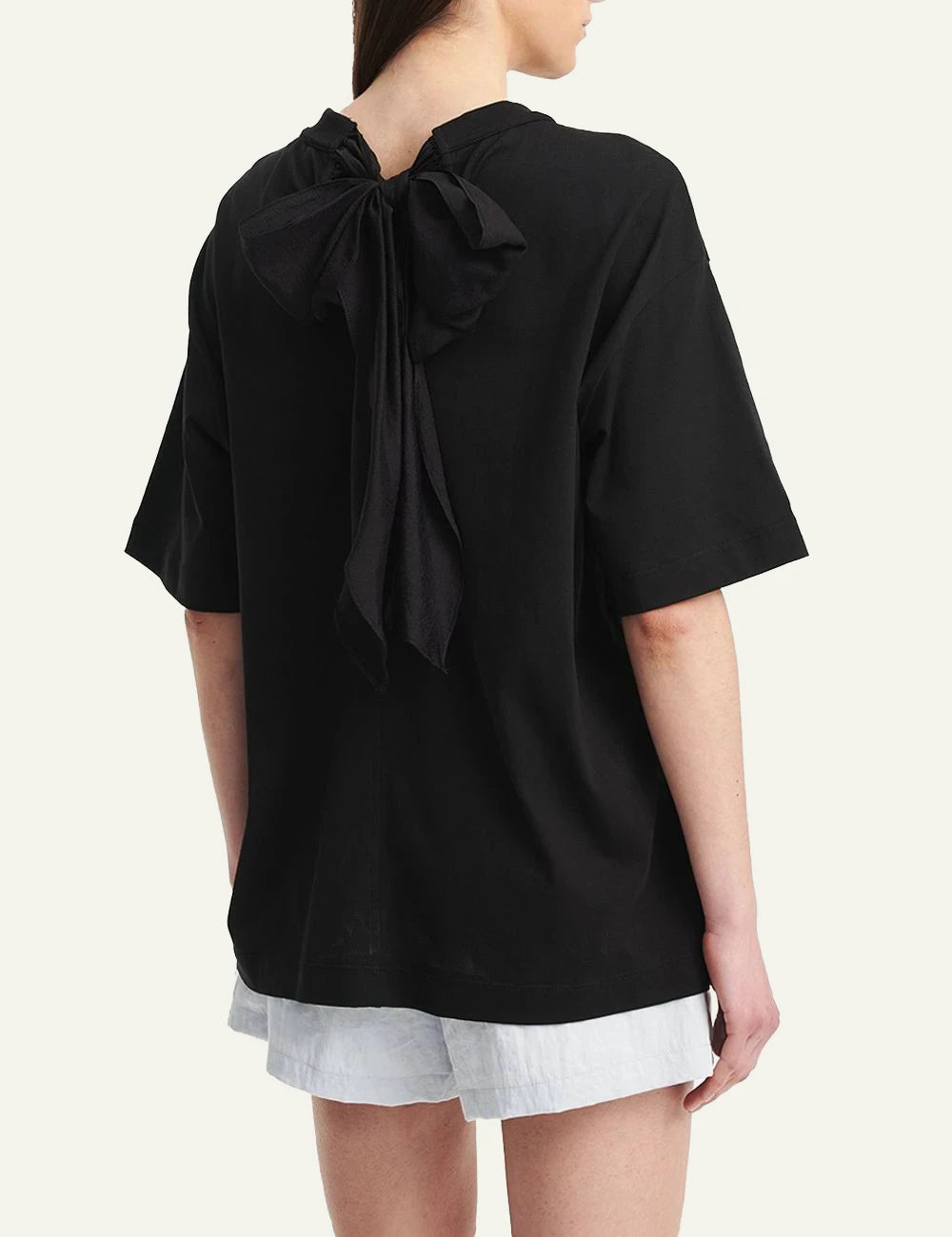 Eleh oversized black top short sleeve back bow detail back