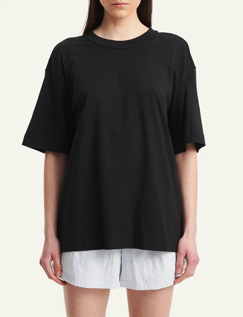 Eleh oversized black top short sleeve back bow detail front