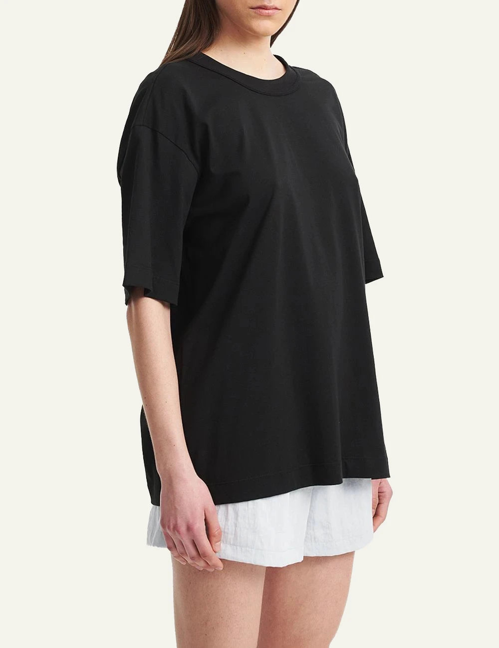 Eleh oversized black top short sleeve back bow detail side