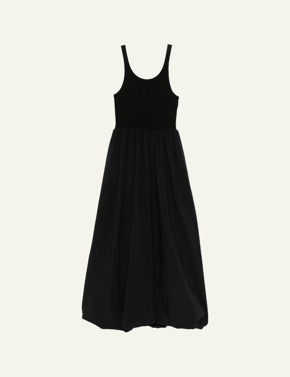 Eleh black sleeveless dress pleated skirt round neck front flat view
