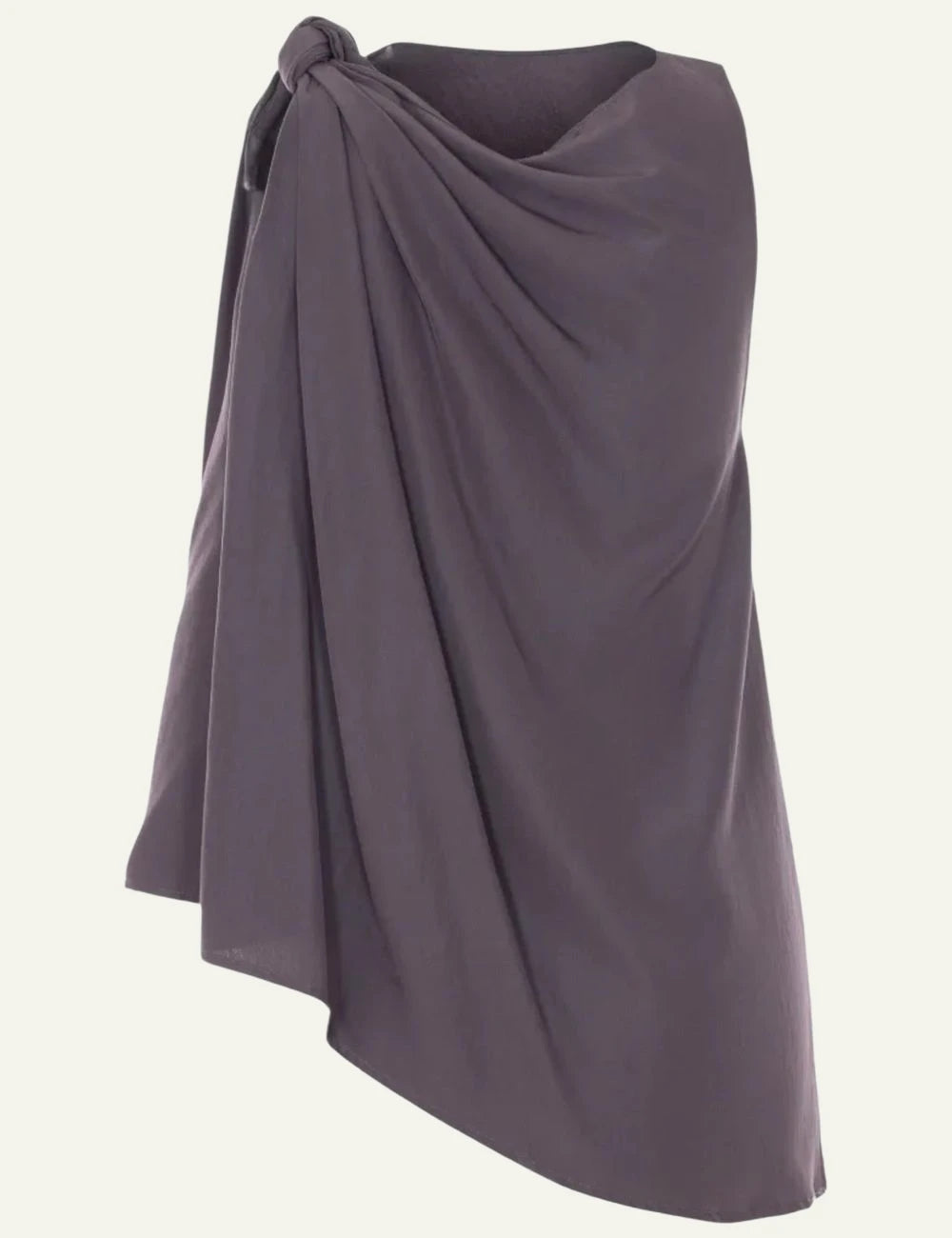 Eleh draped top brown me knot detail asymmetric hem back view