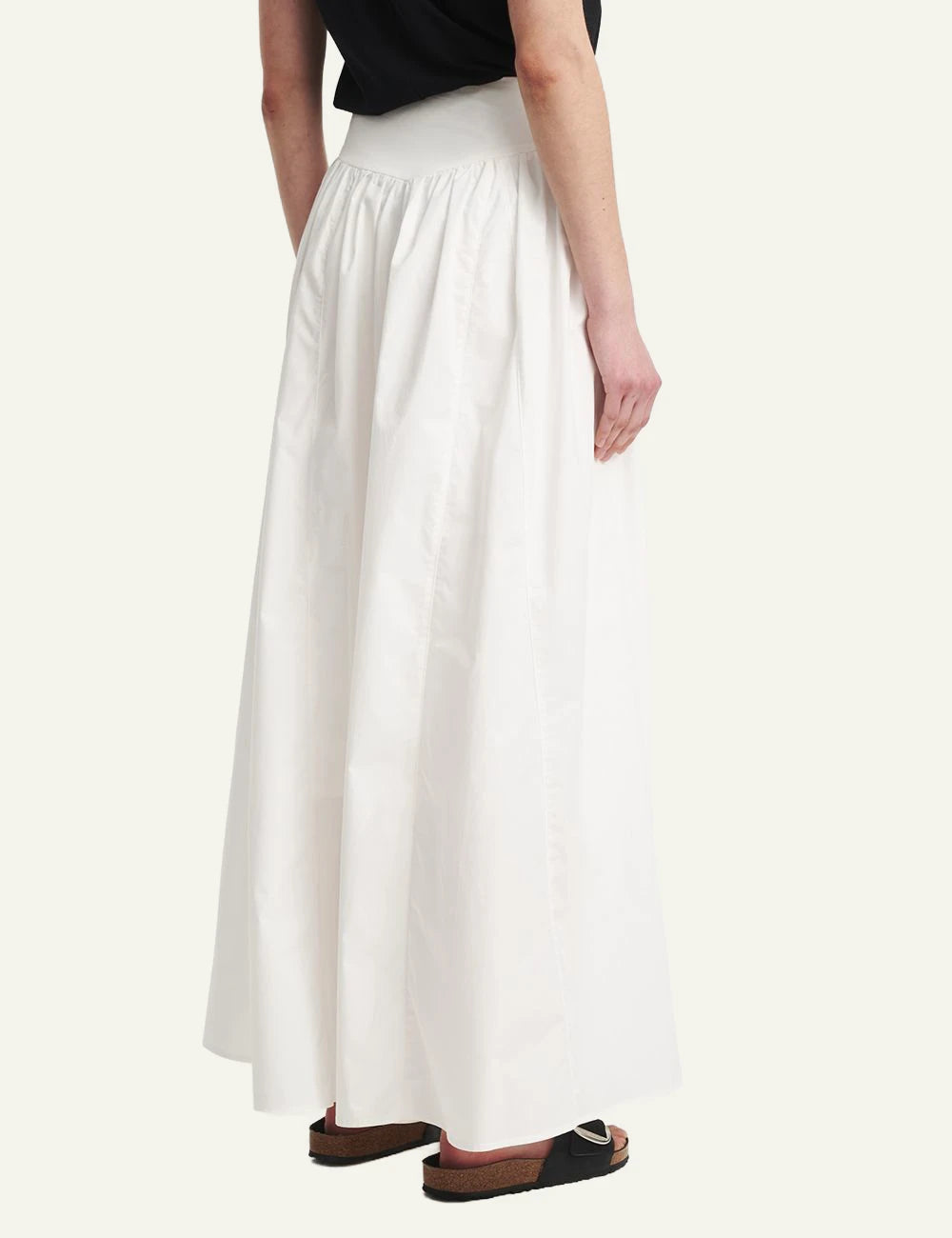 Eleh maxi skirt white cotton flowy back model view