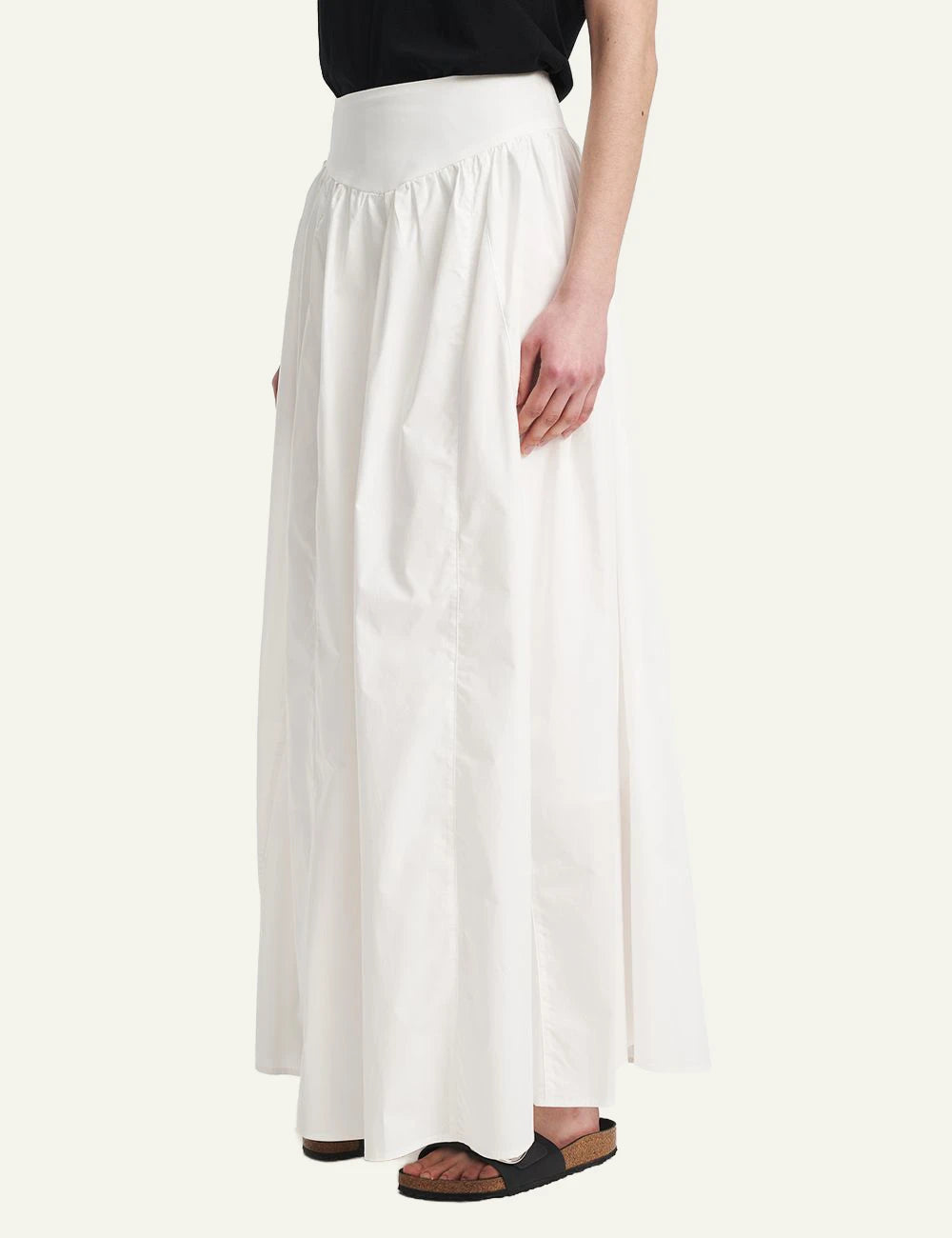 Eleh maxi skirt white cotton flowy side model view
