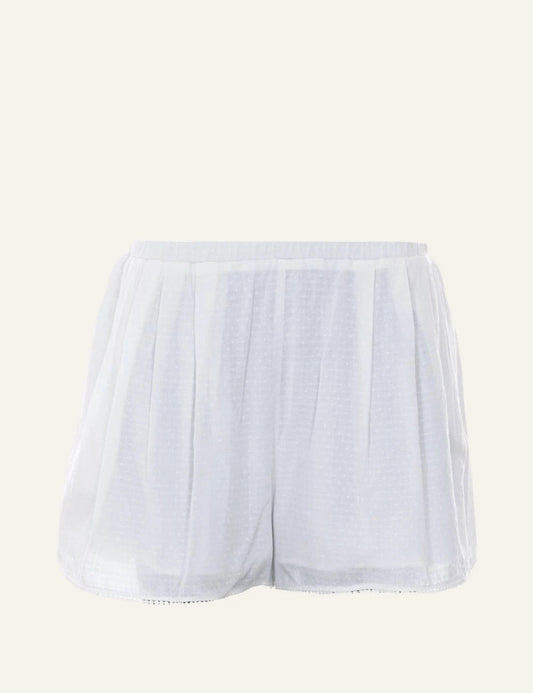 Eleh shorts white lightweight elastic waist front