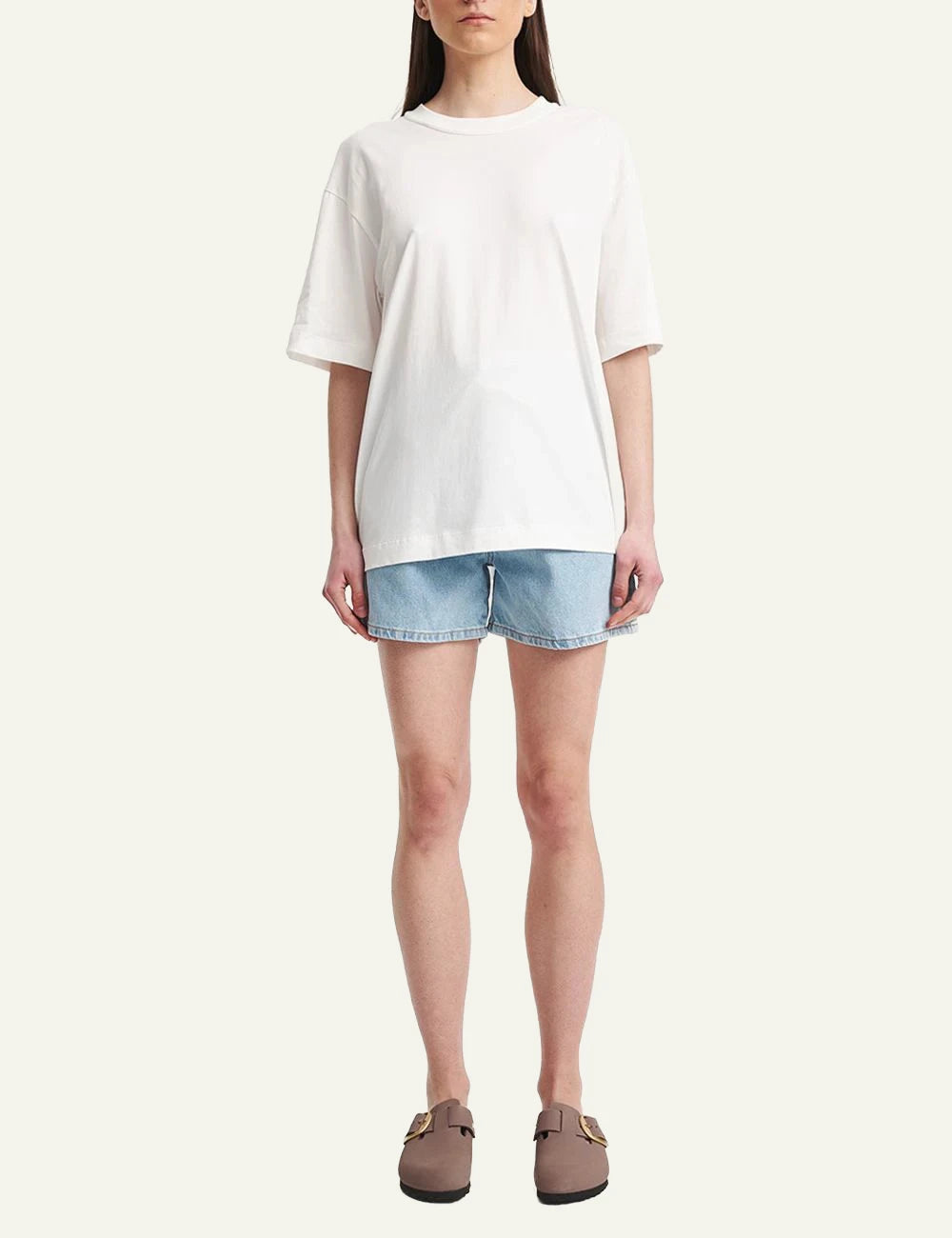 Eleh oversized white top short sleeve back bow detail front