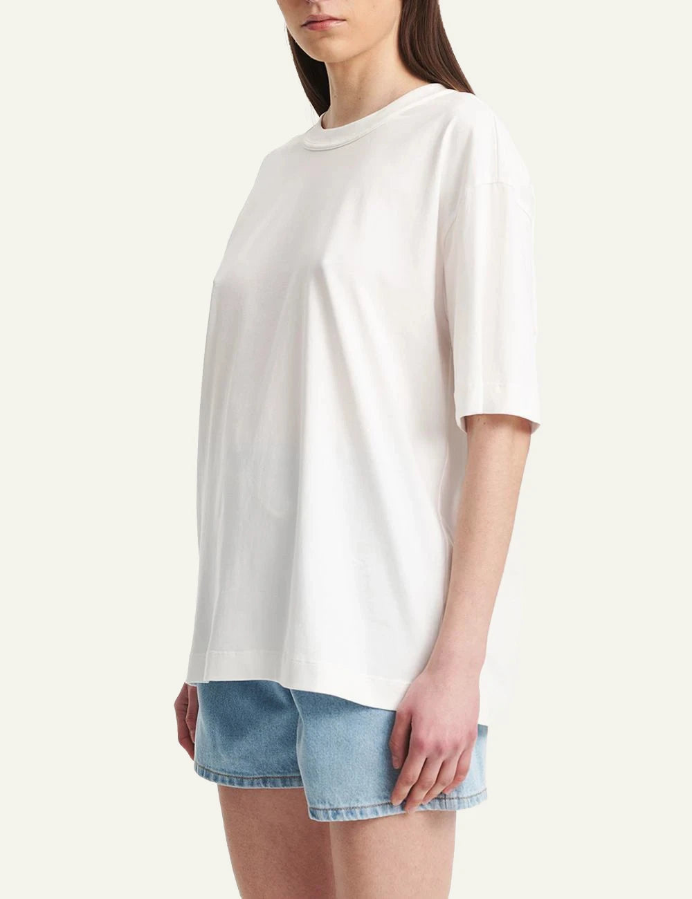 Eleh oversized white top short sleeve back bow detail side