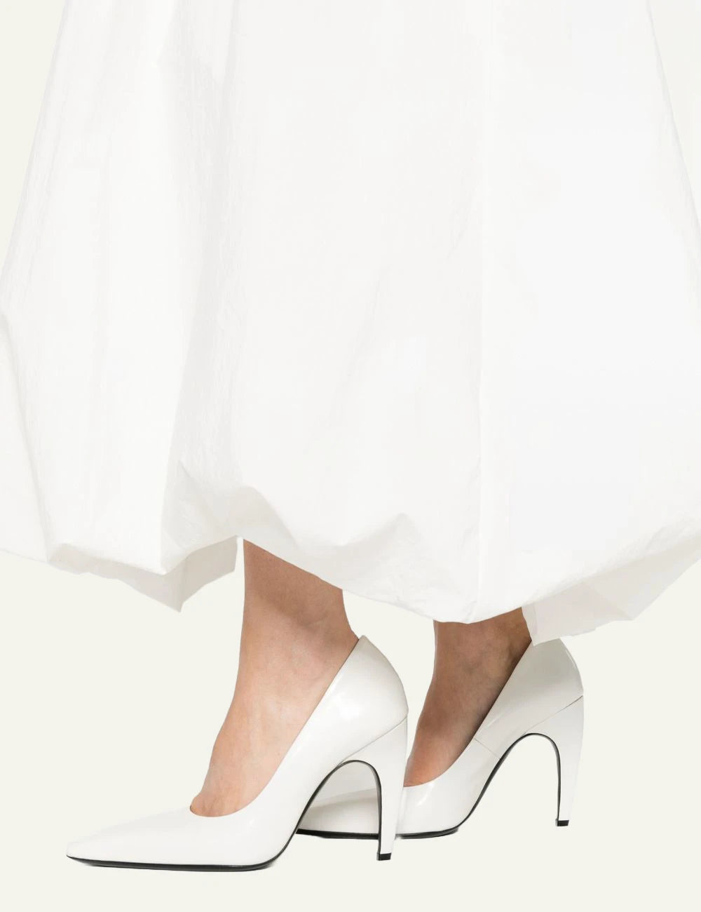 Eleh white sleeveless dress scoop neck full skirt side detail view