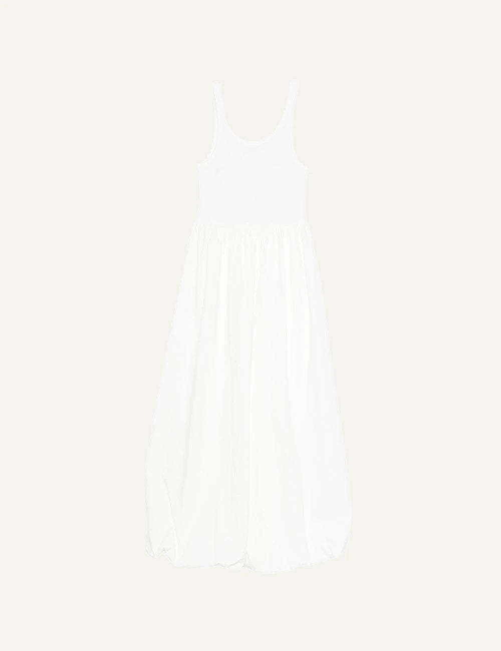 Eleh white sleeveless dress scoop neck full skirt front flat view