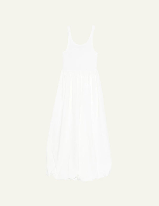 Eleh white sleeveless dress scoop neck full skirt front flat view