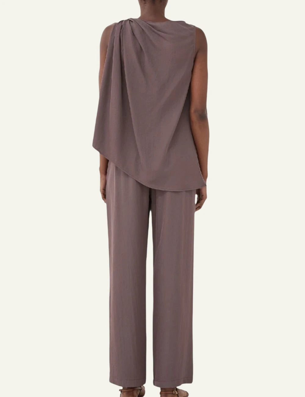 Eleh wide leg pants brown high waist back view