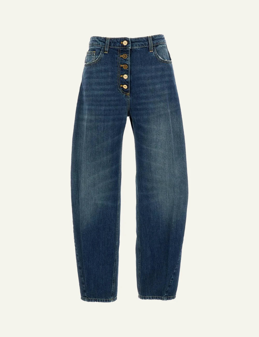 Elisabetta Franchi blue high-waisted wide leg barrel jeans front view