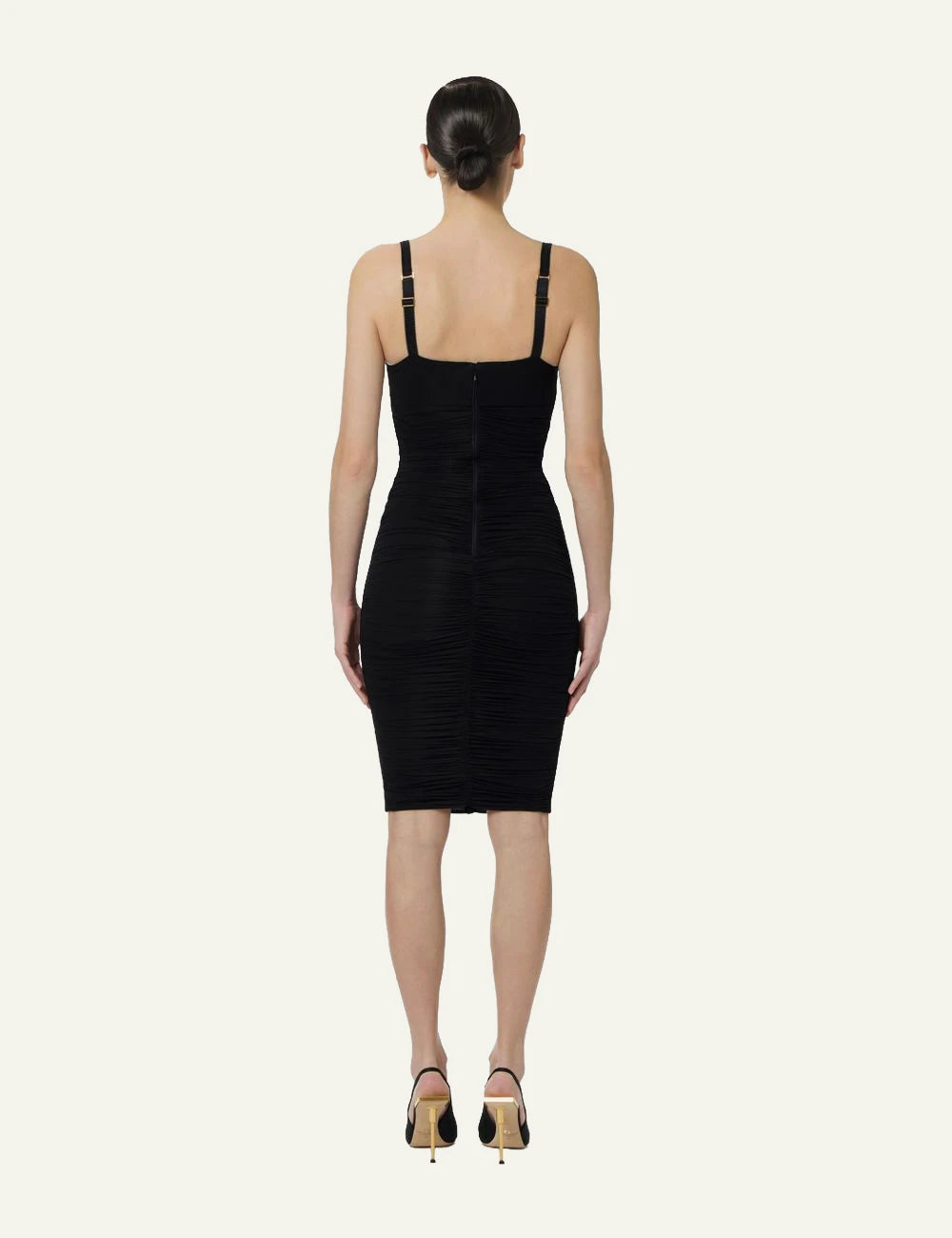 Elisabetta Franchi  black jersey dress me concealed zip back view