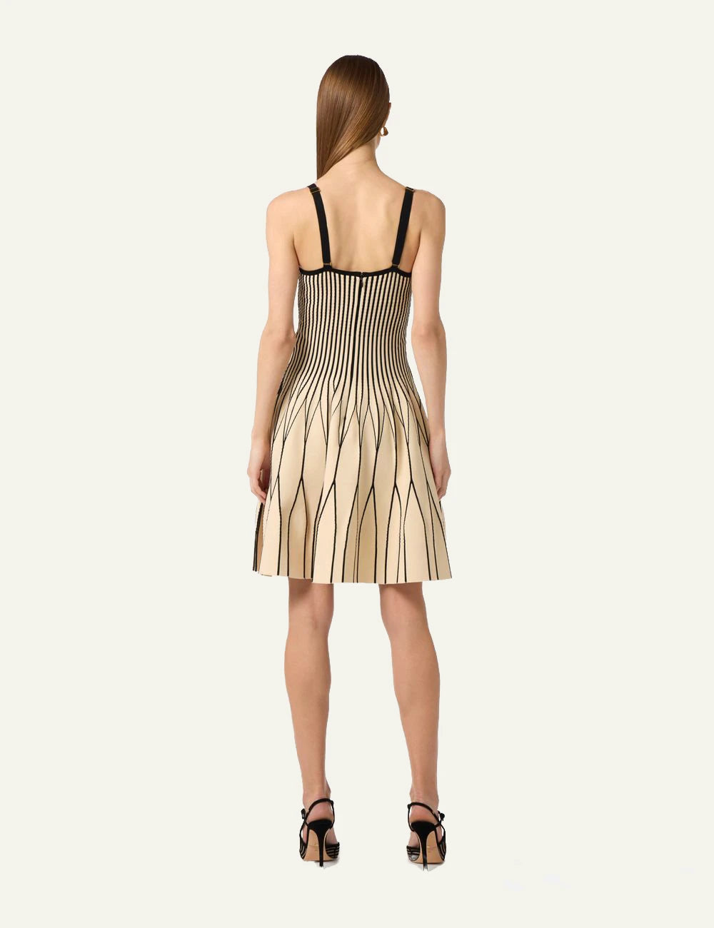 Elisabetta Franchi slim pleated burro nero knit dress back