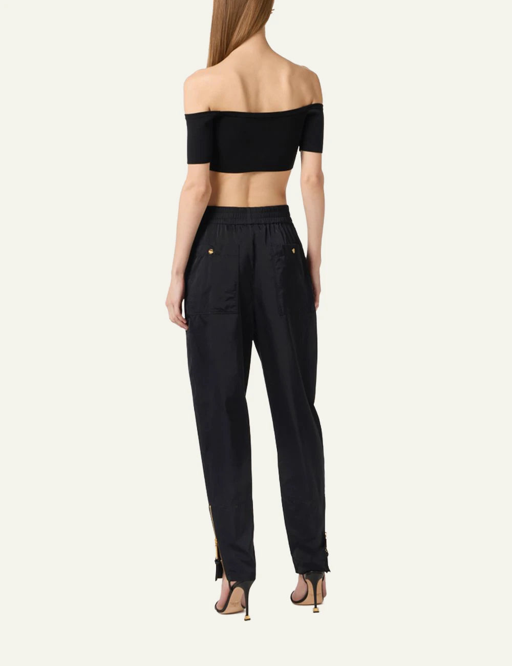 Elisabetta Franchi PA16461E2 trousers voile black back view
