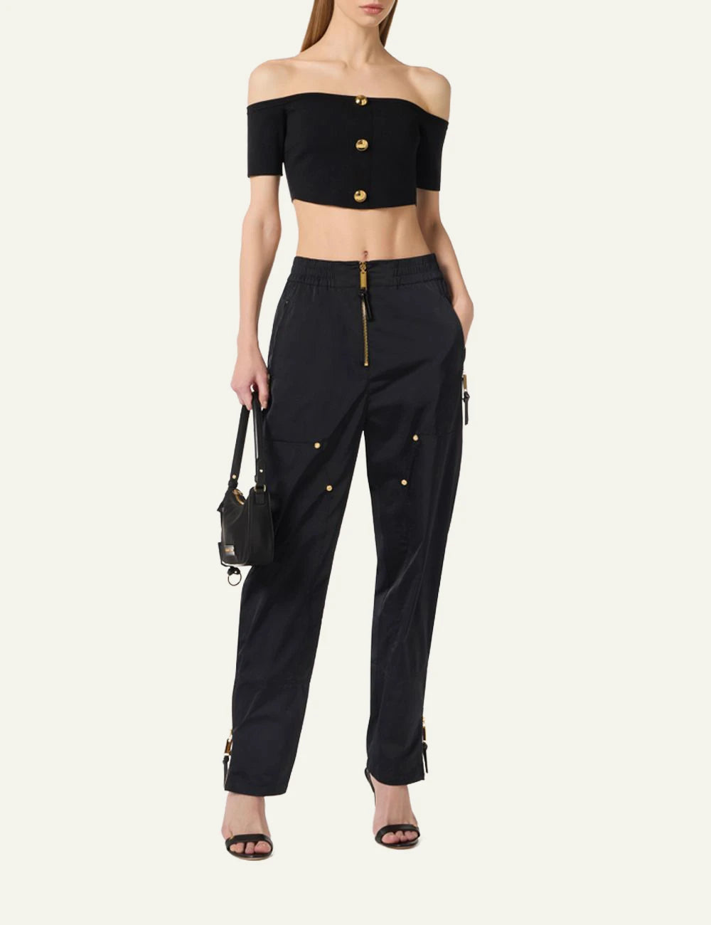 Elisabetta Franchi PA16461E2 trousers voile black front cropped