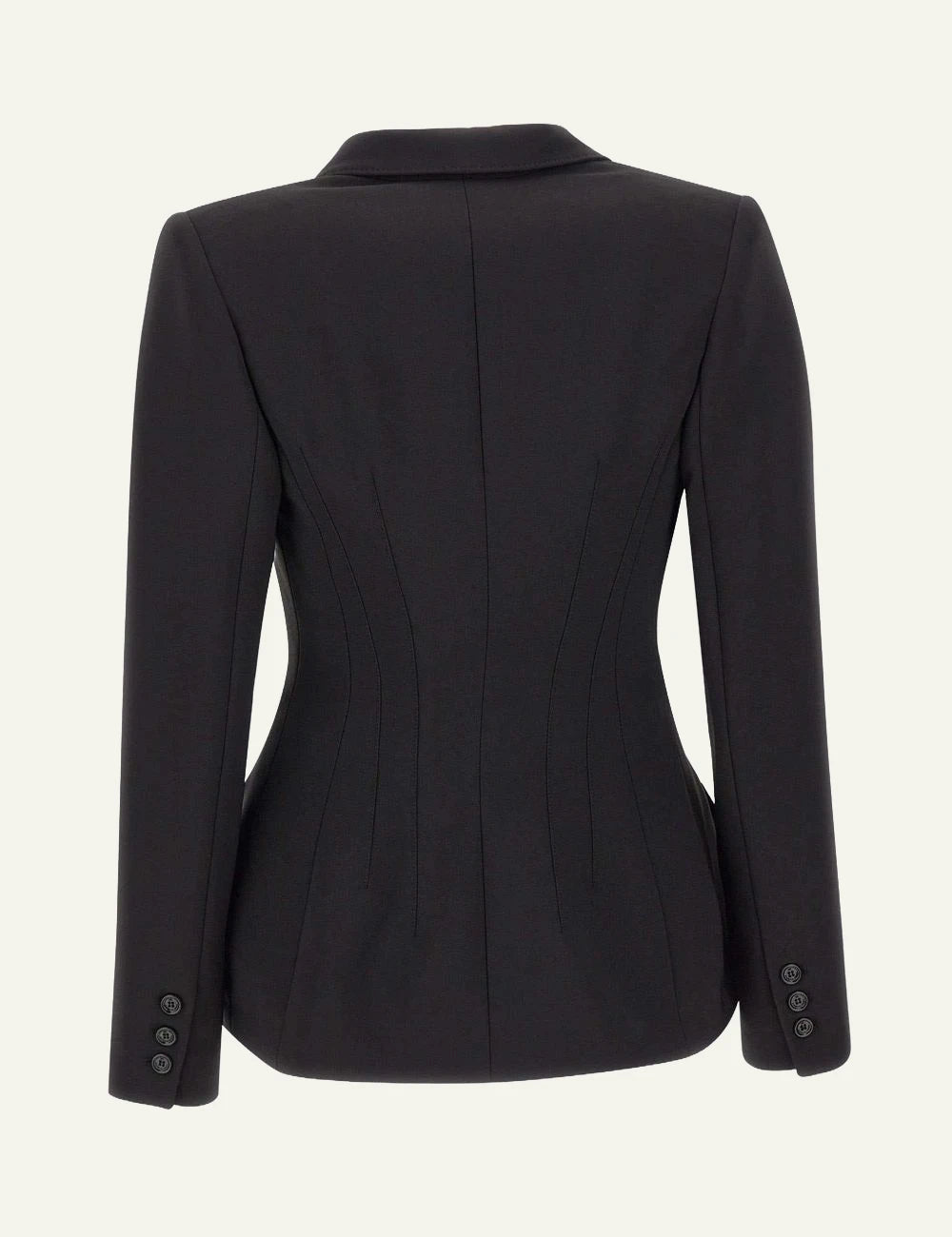 Elisabetta Franchi black double-breasted slim fit crepe blazer back