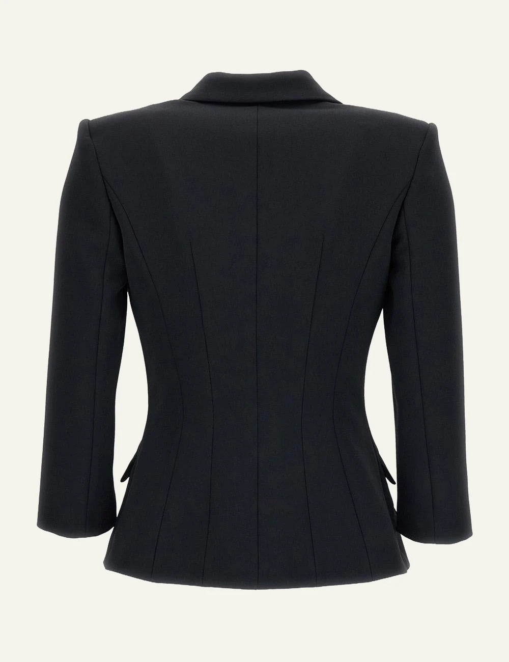 Elisabetta Franchi black double-breasted slim fit blazer with gold-tone buttons back