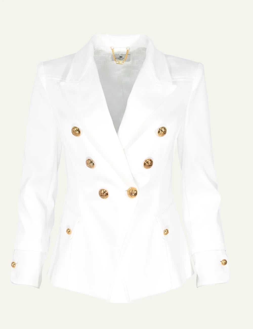 Elisabetta Franchi blazer white gold buttons front view