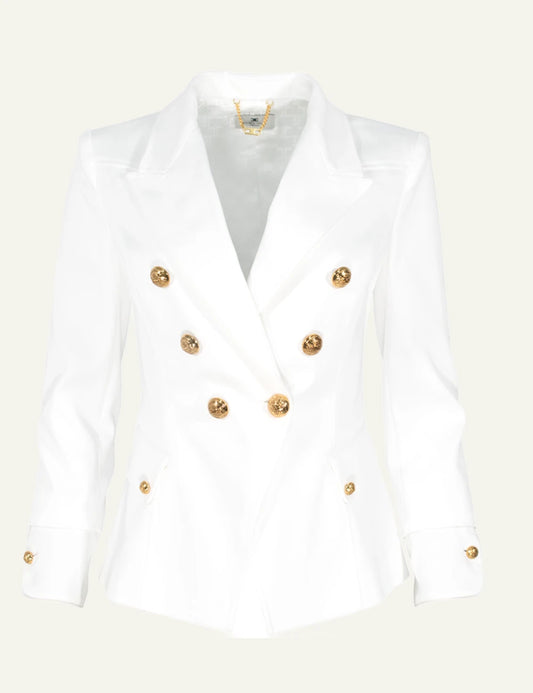 Elisabetta Franchi blazer white gold buttons front view