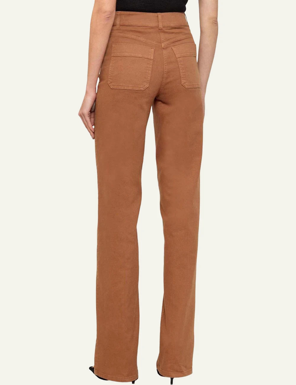 elisabetta franchi camel jeans gold chain pocket detail back