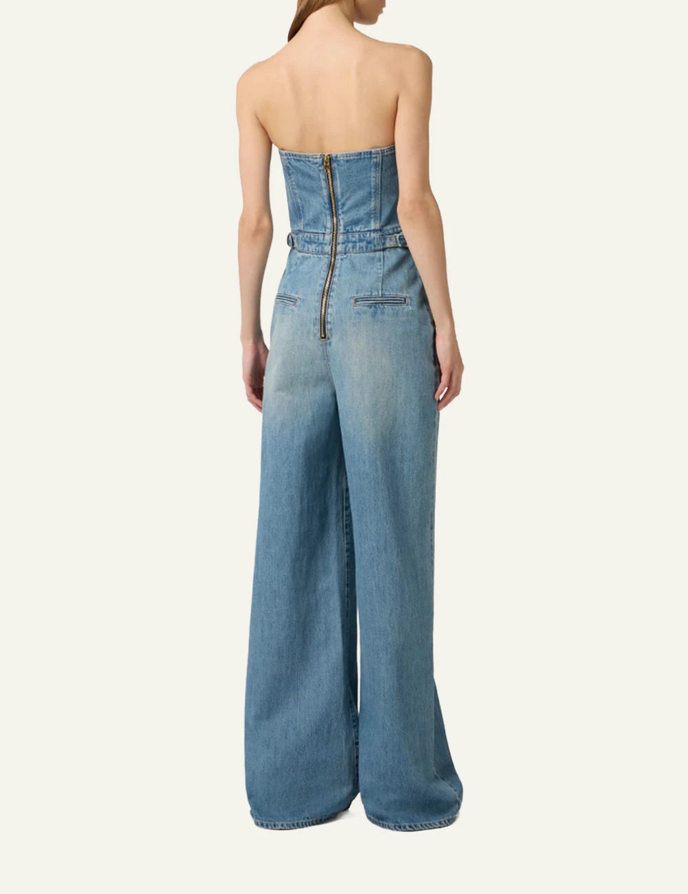 Elisabetta Franchi denim jumpsuit blue back view
