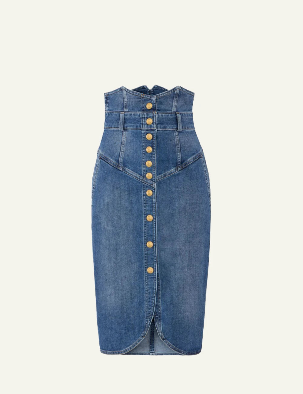 Elisabetta Franchi denim midi skirt blue front view
