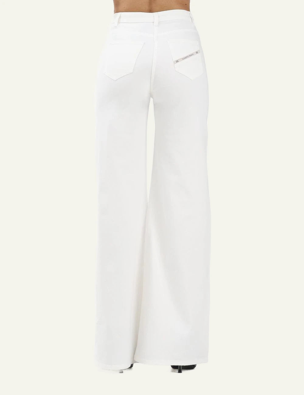 Elisabetta Franchi denim pants beige back view