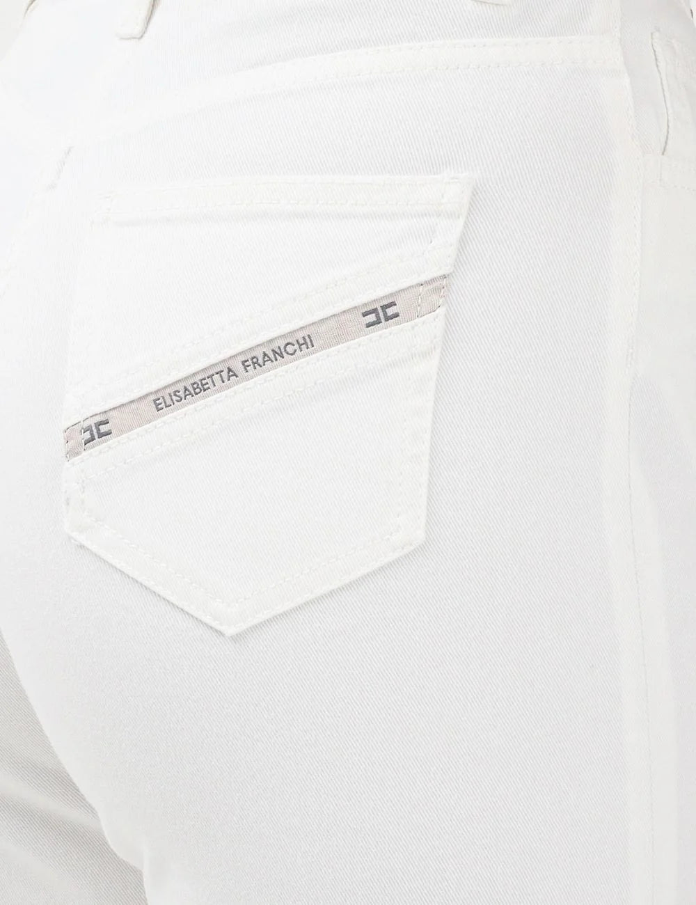 Elisabetta Franchi denim pants beige detail