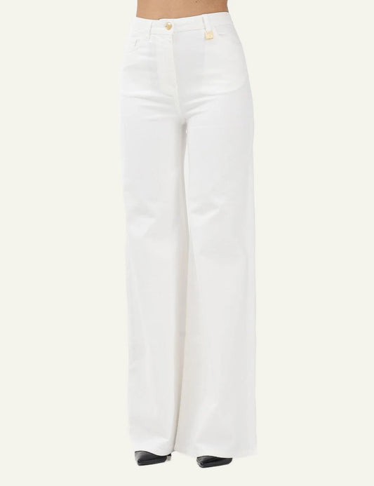 Elisabetta Franchi denim pants beige front view