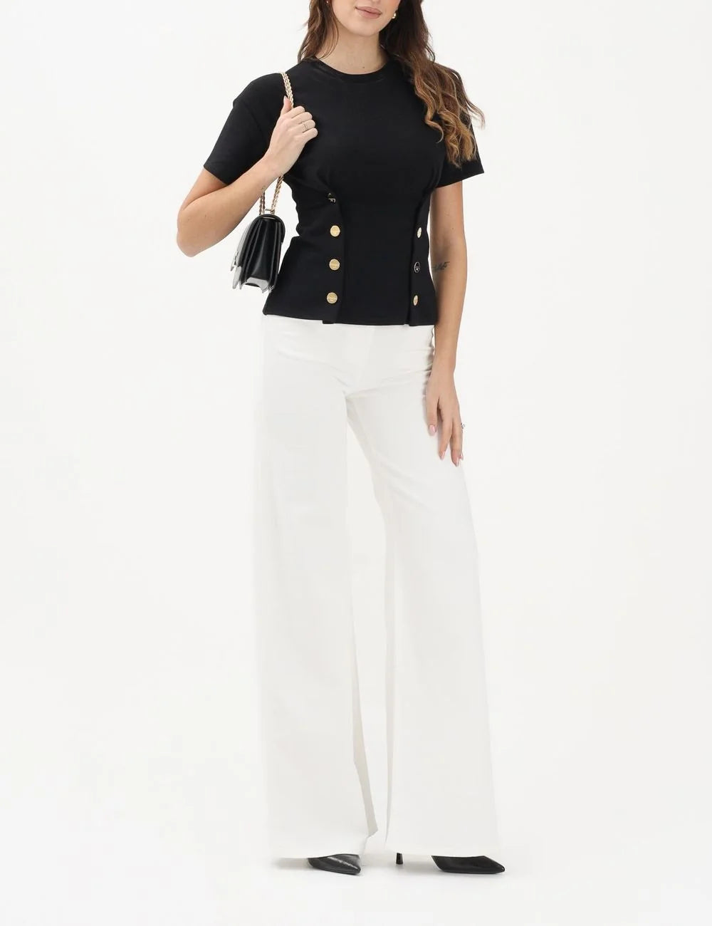 Elisabetta Franchi denim pants beige worn look