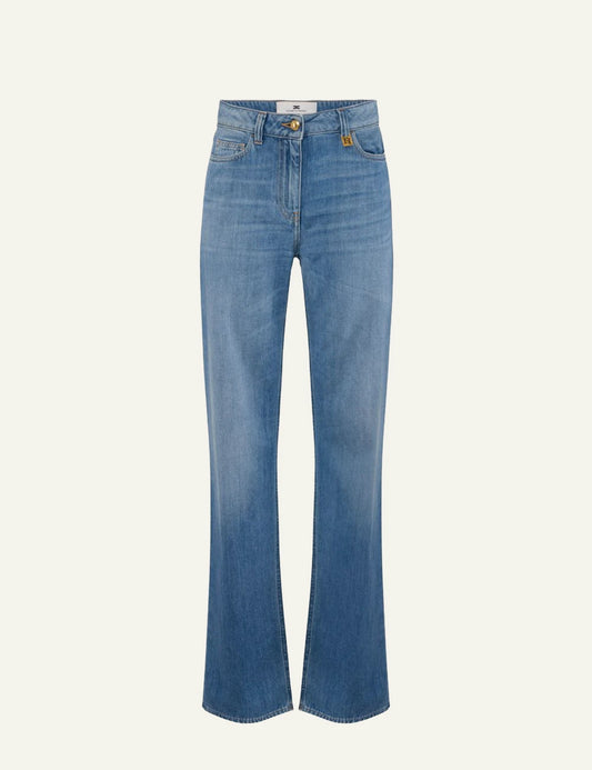 Elisabetta Franchi denim pants blue flat front view