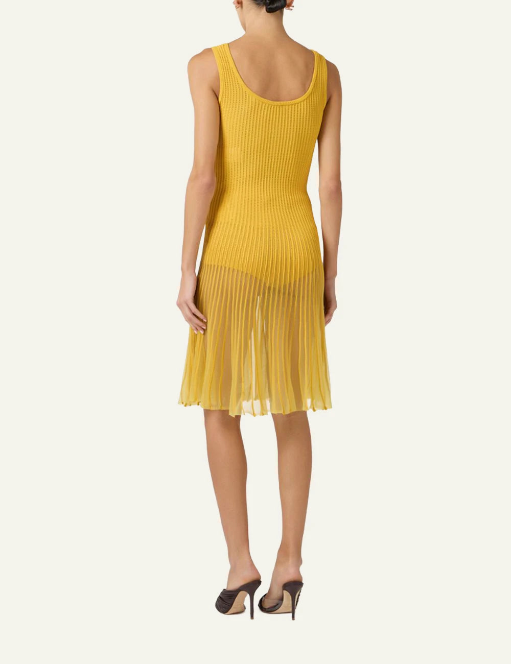 Elisabetta Franchi knit midi dress mustard yellow back view